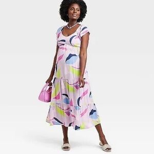 Flutter Short Sleeve Woven Maternity Dress - Isabel Maternity by Ingrid&IsabelXL